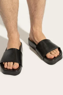 MM6 Maison Margiela BLACK Leather slides