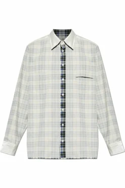 MM6 Maison Margiela cream Plaid pattern shirt
