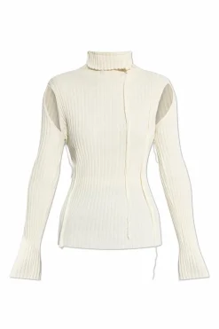 MM6 Maison Margiela cream Ribbed top