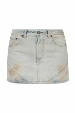 MM6 Maison Margiela light blue Denim skirt with vintage effect