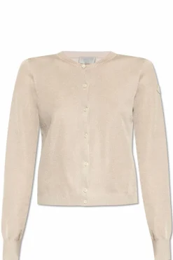 Moncler beige Cardigan with a shimmering finish