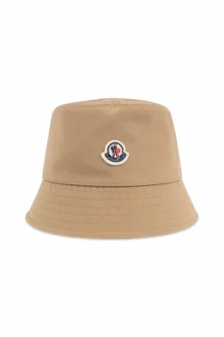 Moncler beige Hat with logo patch