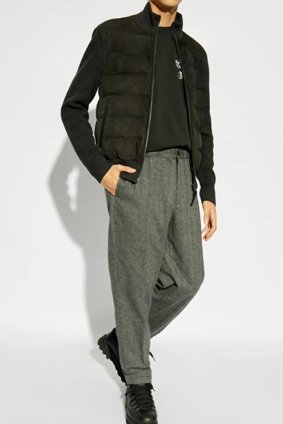 Moncler BLACK Cardigan with quilted front