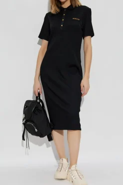 Moncler BLACK Dress with logo patch