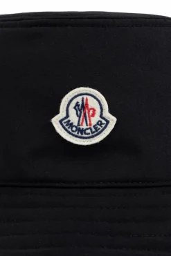 Moncler BLACK Hat with logo patch