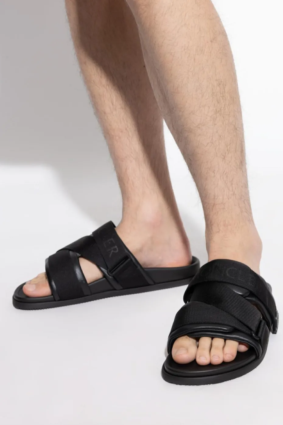 Moncler BLACK Leather slides