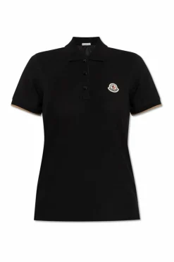 Moncler BLACK Polo with logo patch