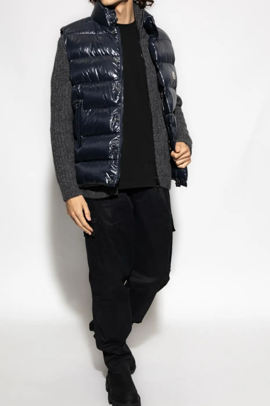 Moncler BLACK T-shirt with printed logo