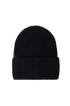 Moncler BLACK Wool beanie with logo patch