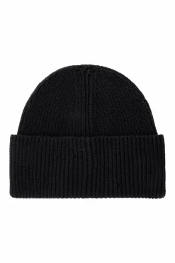 Moncler BLACK Wool beanie with logo patch