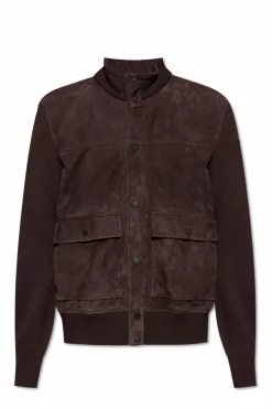 Moncler BROWN Cardigan with suede front