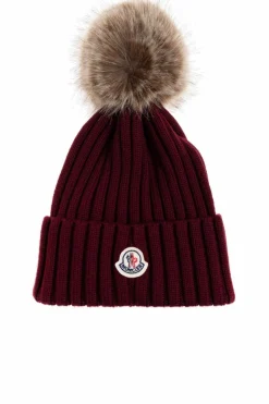 Moncler BURGUNDY Pom-pom hat