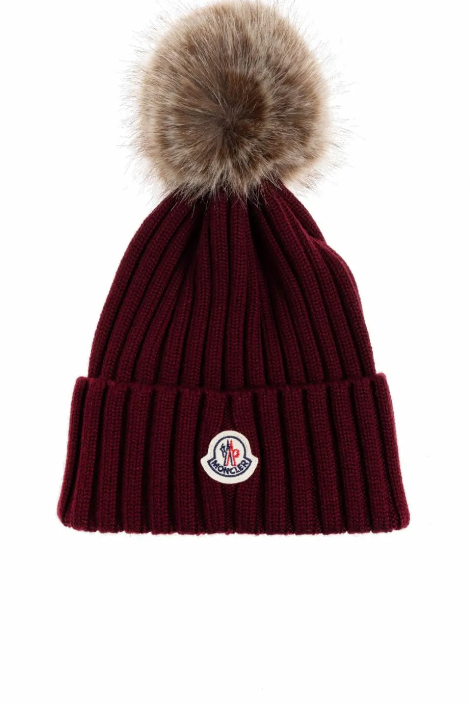 Moncler BURGUNDY Pom-pom hat