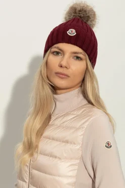 Moncler BURGUNDY Pom-pom hat