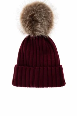 Moncler BURGUNDY Pom-pom hat