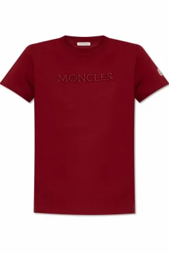 Moncler BURGUNDY T-shirt with logo
