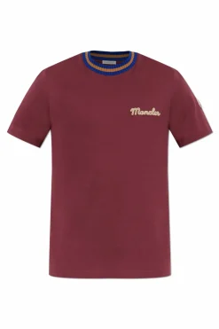 Moncler BURGUNDY T-shirt with logo
