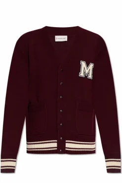 Moncler BURGUNDY Wool cardigan