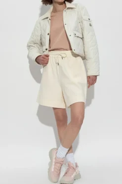 Moncler cream Cotton shorts with logo patch