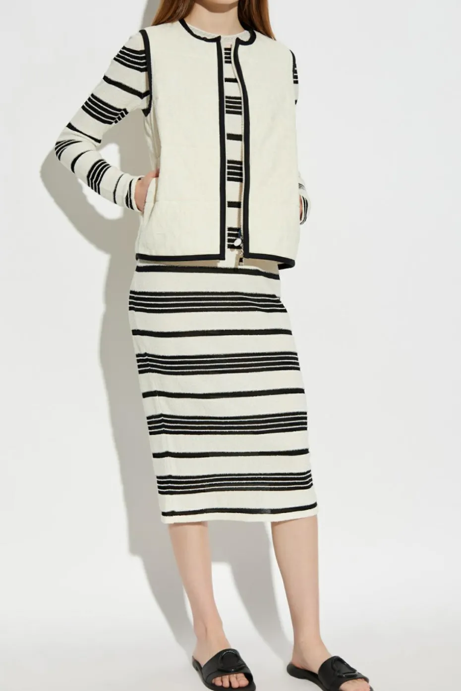 Moncler cream Dress with stripe pattern