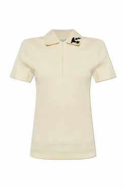 Moncler cream Polo with appliqués
