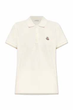 Moncler cream Polo with logo