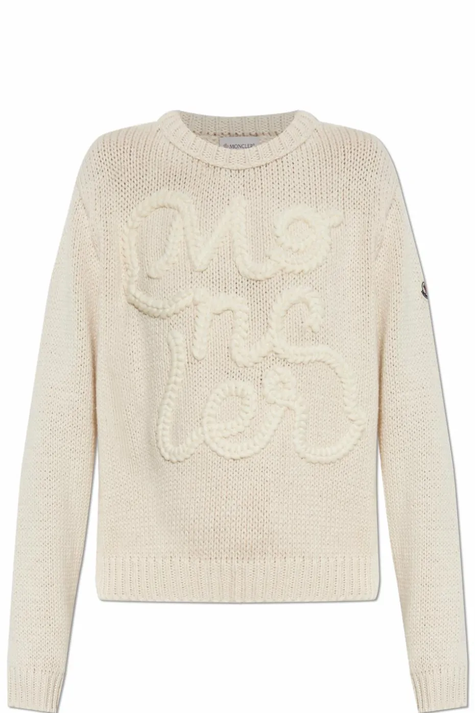 Moncler cream Sweater with embroidery