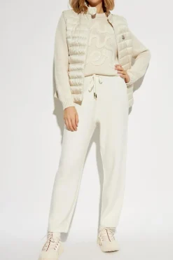 Moncler cream Sweater with embroidery
