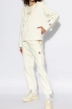 Moncler cream Sweatpants with logo patch