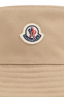 Moncler Enfant beige Cotton hat with logo