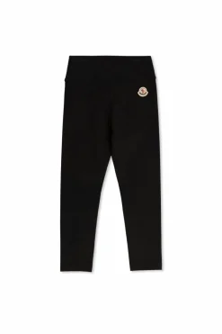 Moncler Enfant BLACK Leggings with logo patch