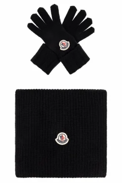 Moncler Enfant BLACK Set: scarf and gloves