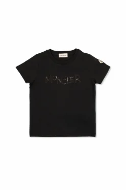 Moncler Enfant BLACK T-shirt with sequin logo