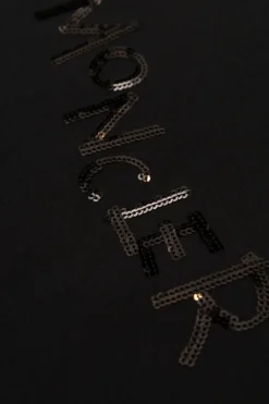 Moncler Enfant BLACK T-shirt with sequin logo