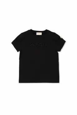 Moncler Enfant BLACK T-shirt with embroidered logo