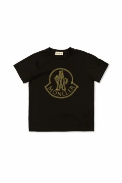 Moncler Enfant BLACK T-shirt with printed logo