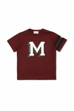 Moncler Enfant BURGUNDY T-shirt with printed logo