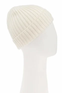 Moncler Enfant cream Cap with logo patch