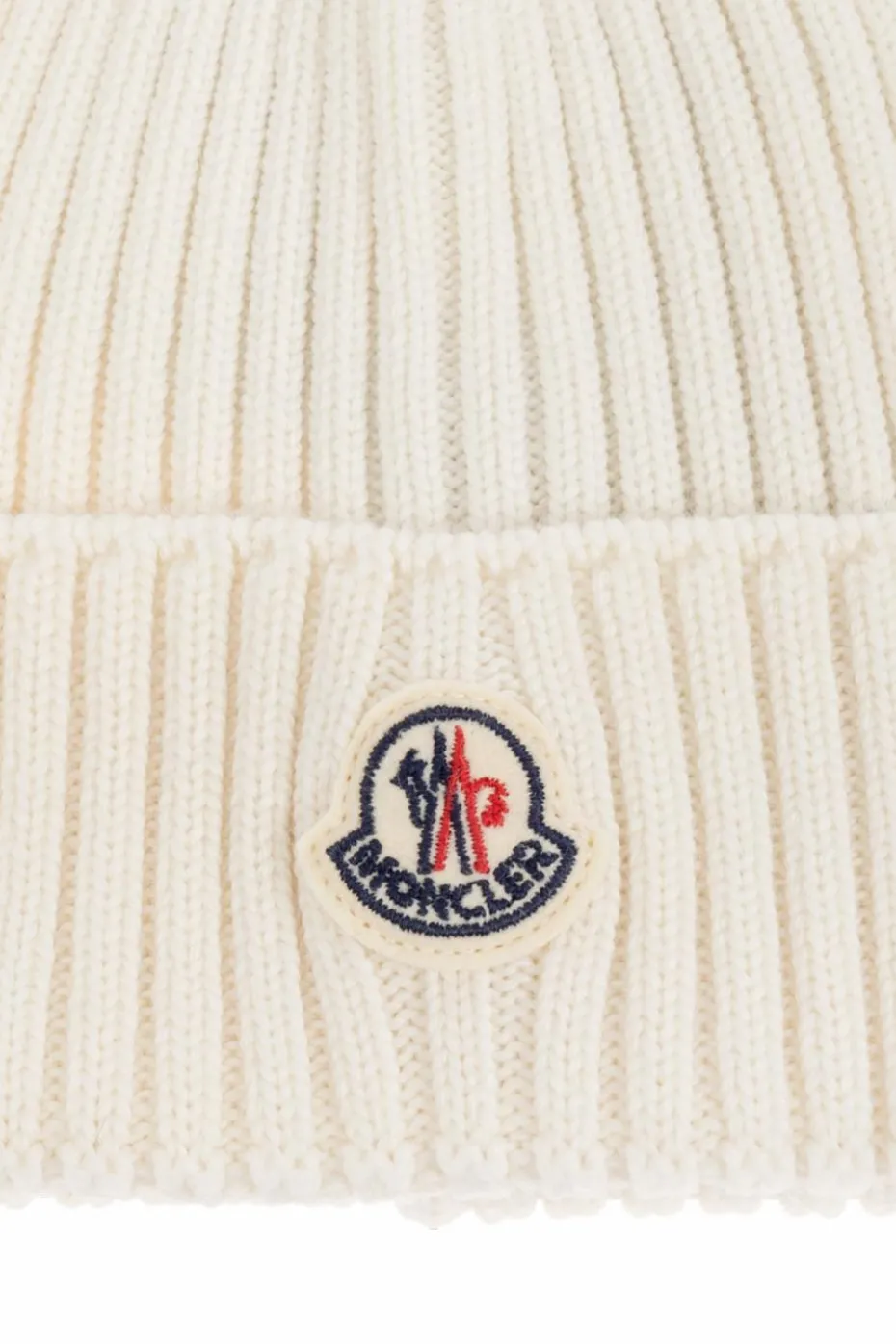 Moncler Enfant cream Cap with logo patch