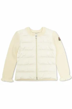 Moncler Enfant cream Cardigan with down insert