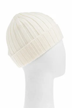 Moncler Enfant cream Wool beanie with logo patch