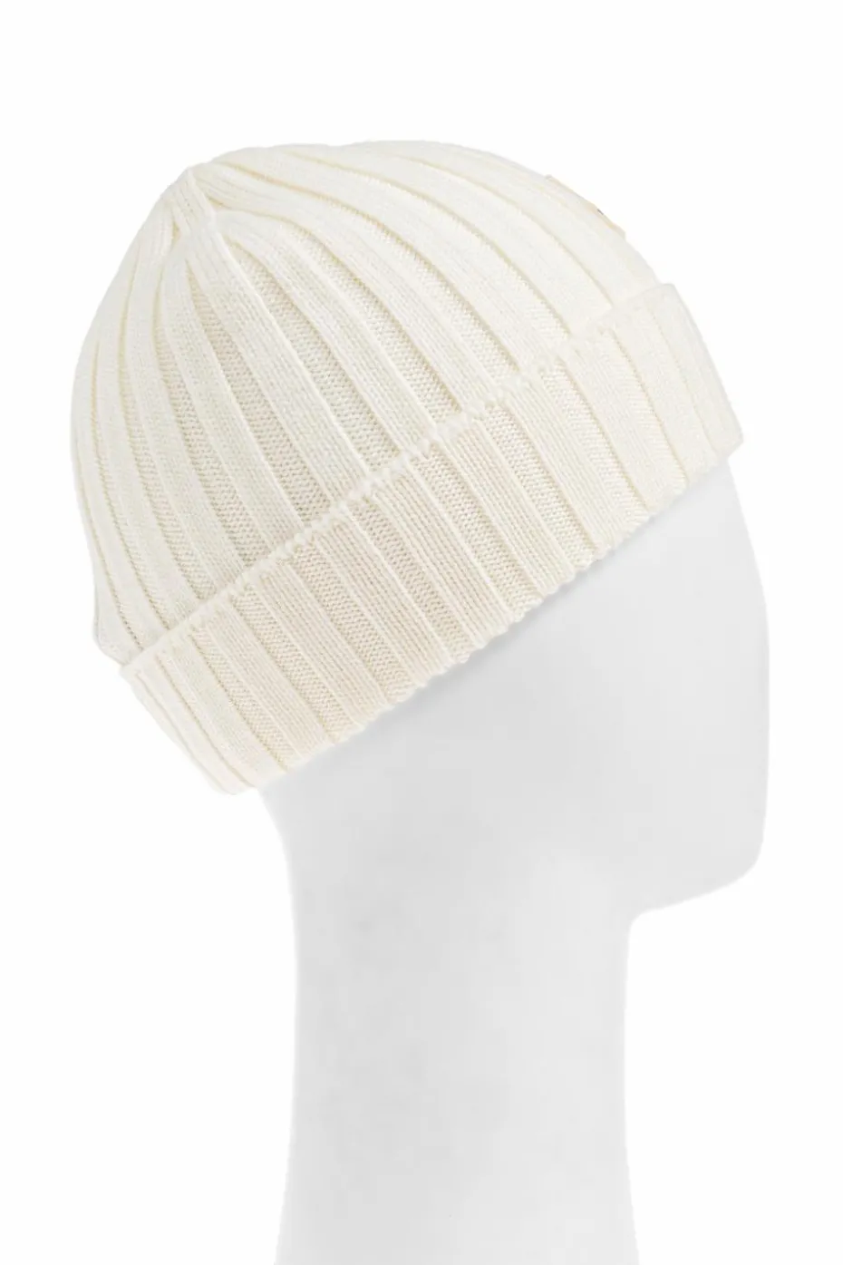 Moncler Enfant cream Wool beanie with logo patch