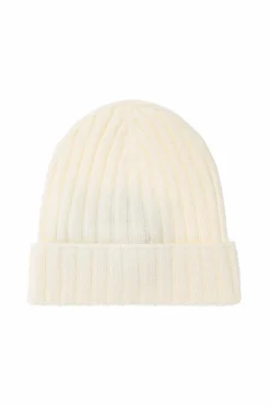 Moncler Enfant cream Wool beanie with logo patch