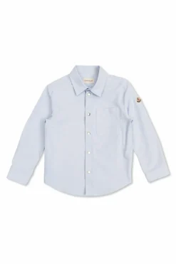 Moncler Enfant light blue Cotton shirt with pocket