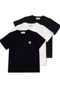 Moncler Enfant MULTICOLOUR Three-pack of logo t-shirts