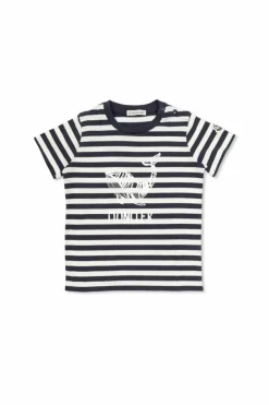 Moncler Enfant NAVY BLUE T-shirt with stripe pattern