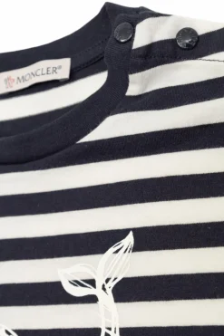 Moncler Enfant NAVY BLUE T-shirt with stripe pattern
