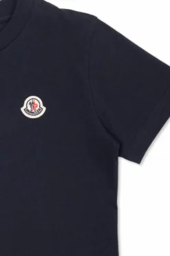 Moncler Enfant NAVY BLUE Cotton T-shirt with logo