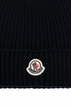 Moncler Enfant NAVY BLUE Cap with logo patch