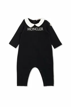 Moncler Enfant NAVY BLUE Baby jumpsuit with embroidered logo